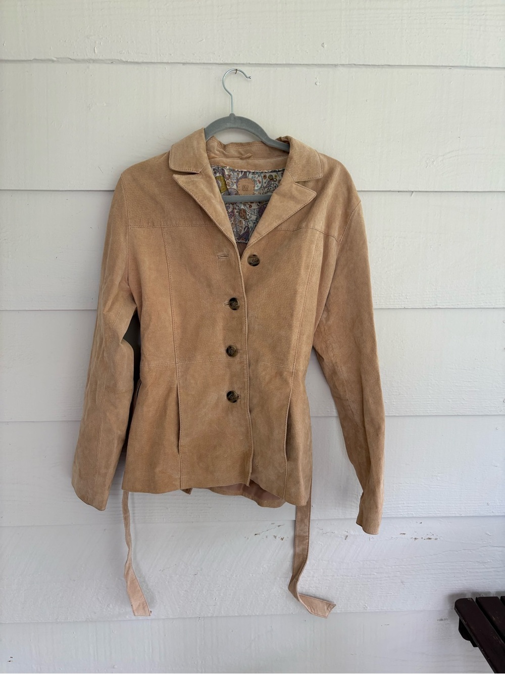 Vintage Wilsons Tan Suede Leather Belted Jacket Size M Western Boho Equestrian - Picture 4 of 10